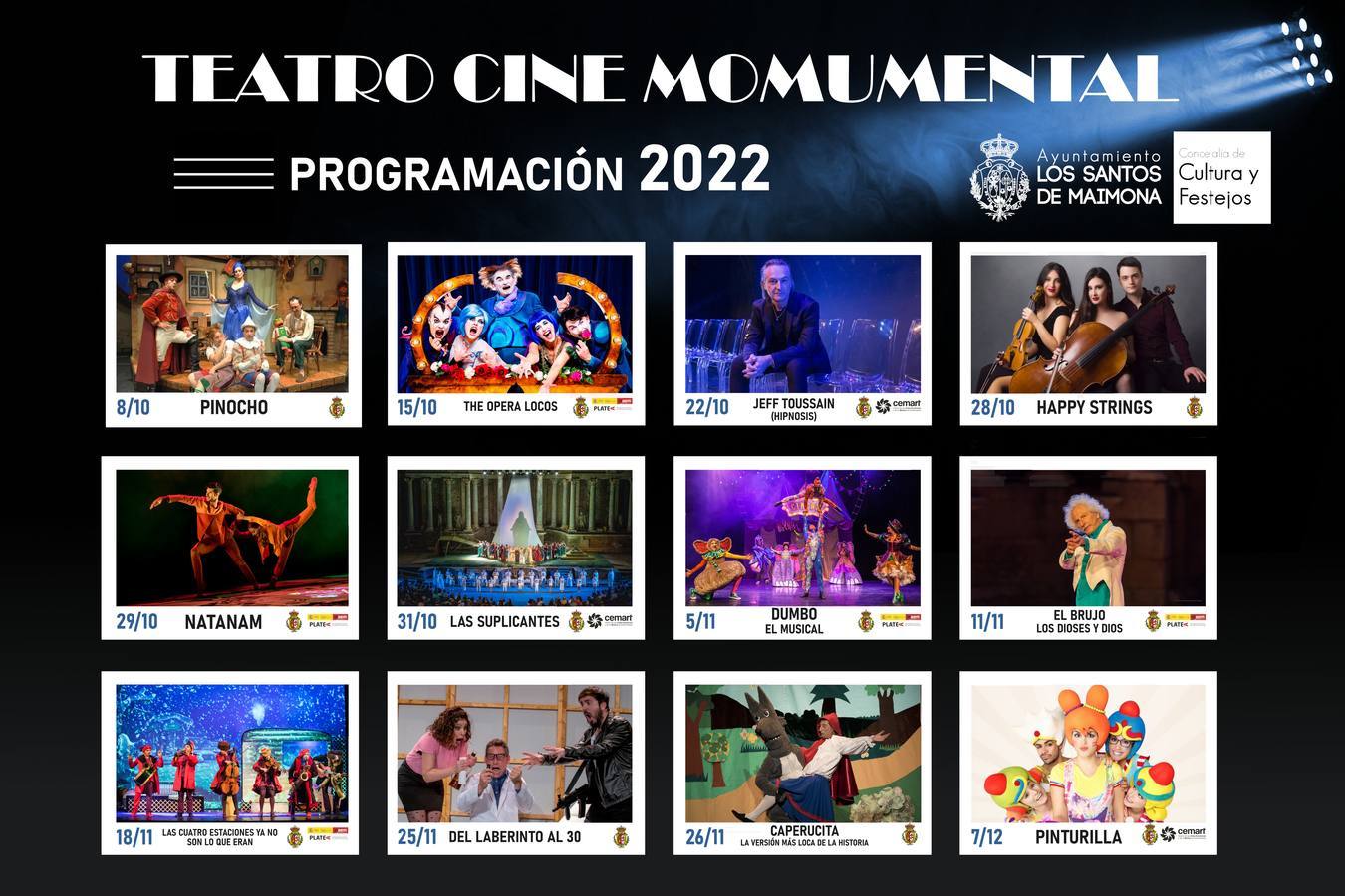La programación del Teatro Cine Monumental continúa hasta diciembre con un repertorio para todos los públicos