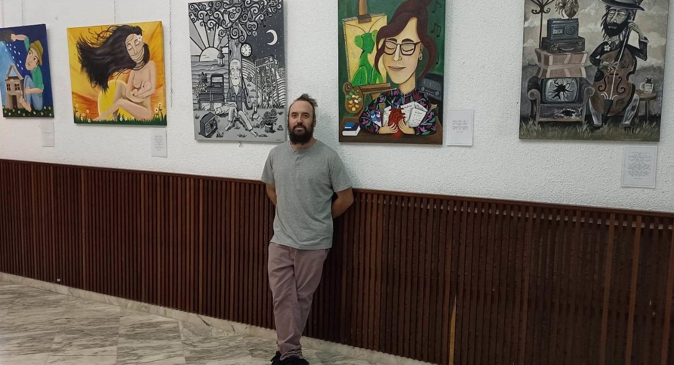 Victor Mimbrero expone sus pinturas en la Casa de la Cultura de Los Santos de Maimona