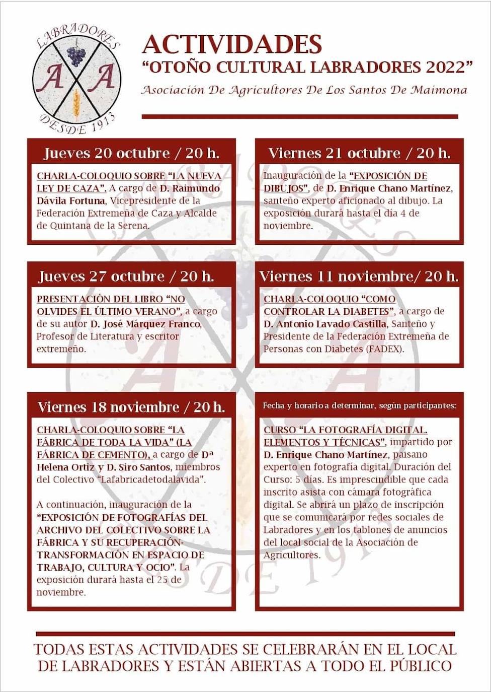 La Asociación De Agricultores presenta su programa de actividades 'Otoño Cultural Labradores 2022'