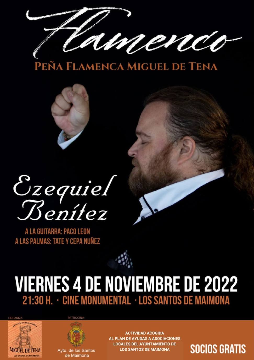 El cantaor Ezequiel Benítez actuará el próximo viernes en el Teatro Cine Monumental