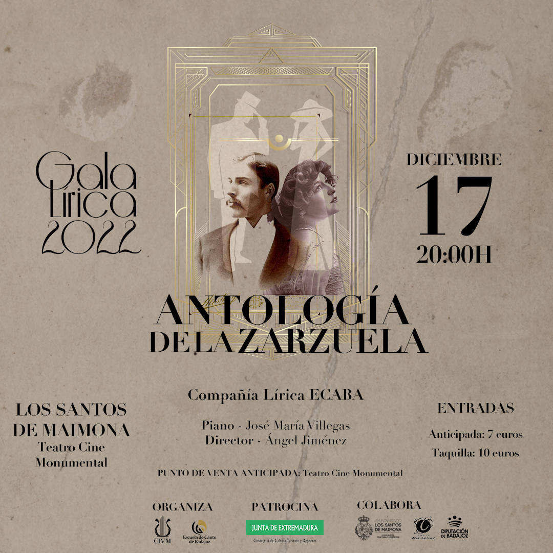 La Zarzuela será protagonista en el Teatro Cine Monumental este sábado con la compañía Lírica Ecaba