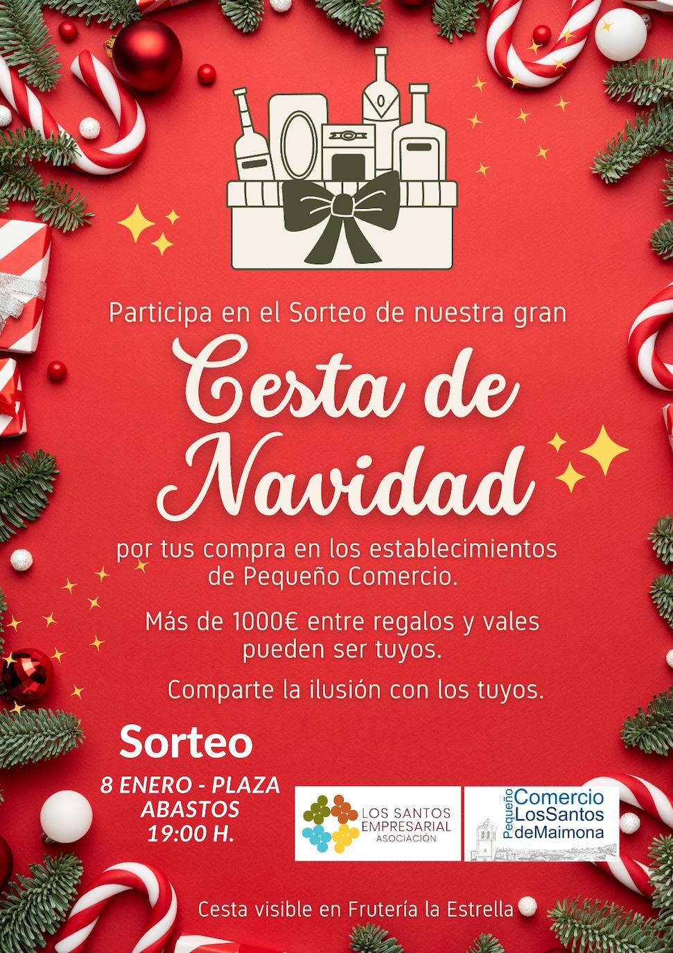 El Pequeño Comercio de Los Santos de Maimona sorteará entre sus clientes una cesta con regalos y vales