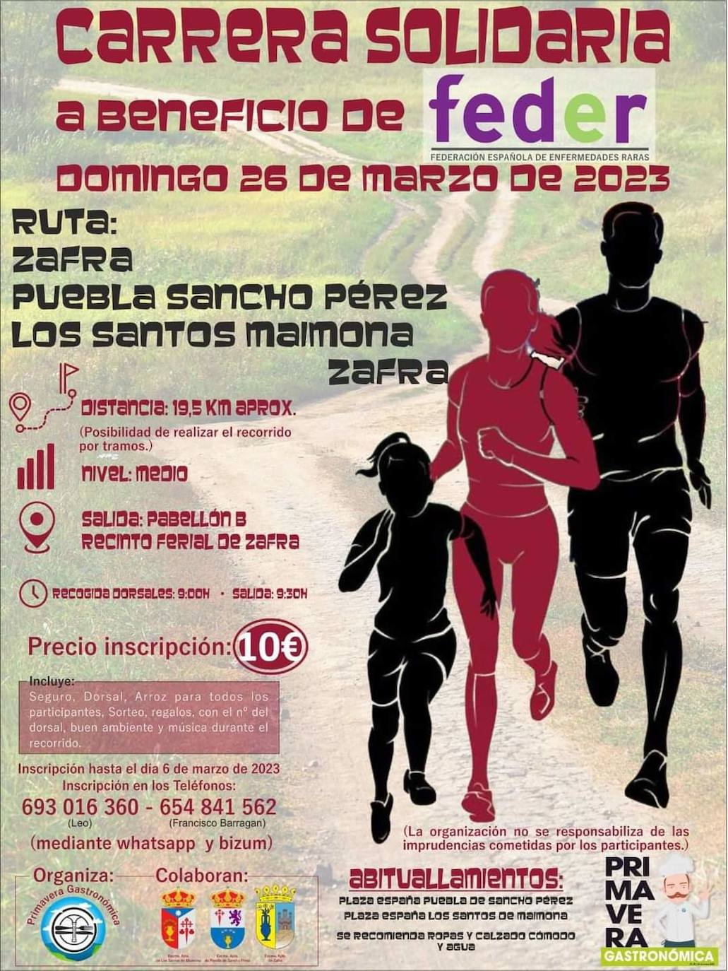El 26 de marzo se celebrará una carrera solidaria a beneficio de FEDER