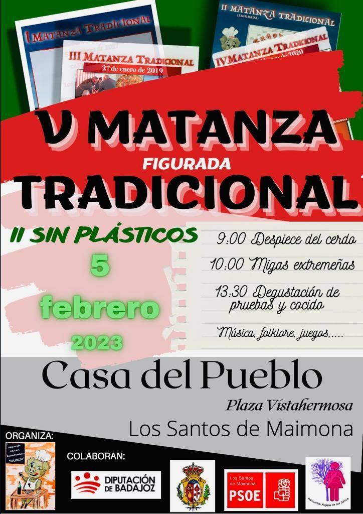 La Asociación Gloria de Los Santos, invita a la *V MATANZA TRADICIONAL* que se celebra este domingo