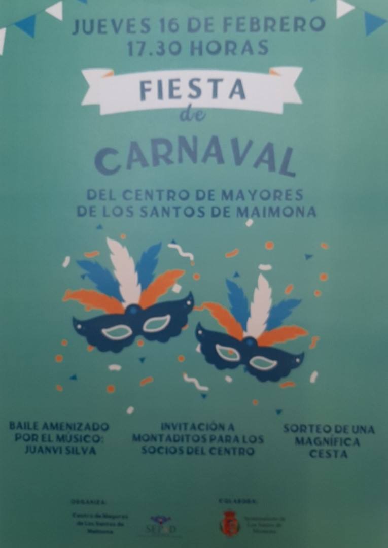 El próximo jueves, 16 de febrero se celebra un baile de Carnaval en el Hogar de Mayores