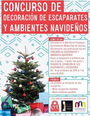 Concurso de Decoración de Escaparates y Ambientes Navideños en Malpartida de Cáceres