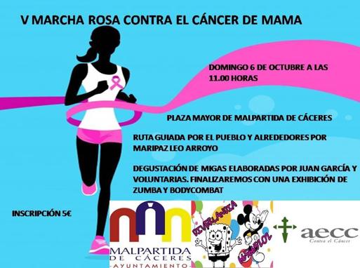 La V Marcha Rosa de Malpartida de Cáceres se celebrará el próximo 6 de octubre