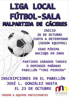 Inscripciones abiertas para la Liga Local de Fútbol-Sala de Malpartida de Cáceres