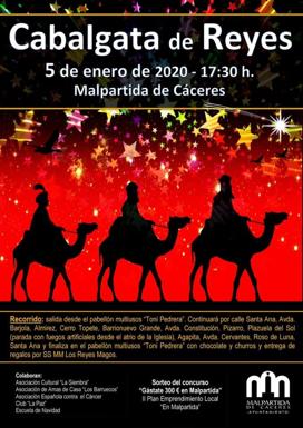 Sus Majestades los Reyes Magos de Oriente llegarán a Malpartida de Cáceres esta tarde