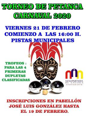Abiertas las inscripciones para el Torneo de Petanca de Carnaval 2020