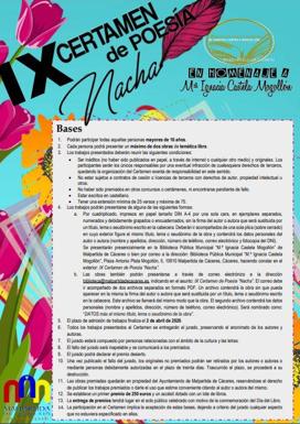 Abierto el plazo para el IX Certamen de Poesía 'Nacha', de Malpartida de Cáceres