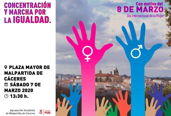 La Agrupación Socialista de la localidad organiza una concentración y marcha por la igualdad el próximo sábado