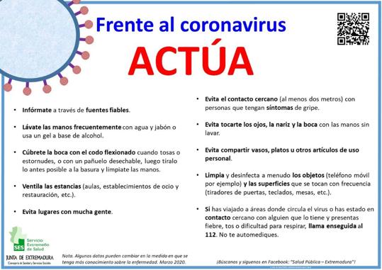 El Ayuntamiento publica una serie de recomendaciones frente al coronavirus