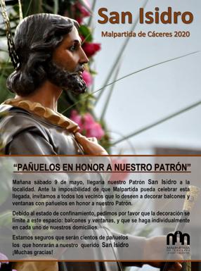 Los malpartideños decorarán sus ventanas y balcones con pañuelos en honor a San Isidro, Patrón de la localidad