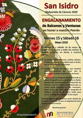 Malpartida de Cáceres engalana ventanas y balcones en honor a San Isidro