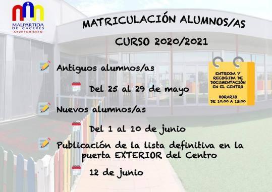 Mañana finaliza el plazo de inscripción para el Centro de Educación Infantil