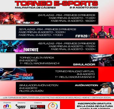 Torneo E-Sports en Malpartida de Cáceres los próximos 8 y 9 de agosto