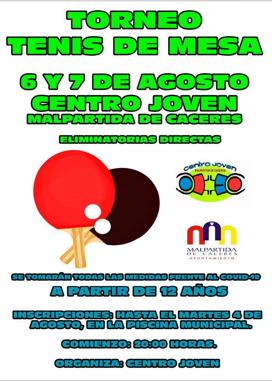 Último día para inscribirse en el Torneo de Tenis de Mesa del Centro Joven