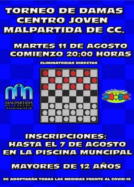 Último día para inscribirse en el Torneo de Damas del Centro Joven