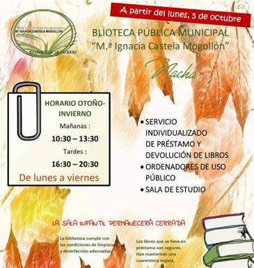 La biblioteca cambia el horario para la temporada de otoño-invierno