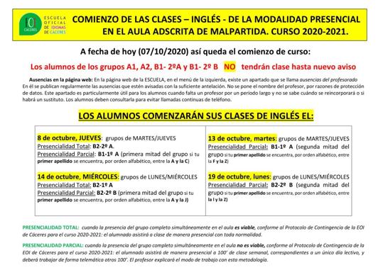 Siguen incorporándose grupos de inglés del Aula Adscrita de la EOI