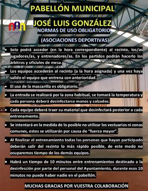 Normas de uso del Pabellón Municipal José Luis González para asociaciones deportivas