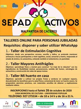 Últimos días para inscribirse en los talleres para potenciar un envejecimiento activo