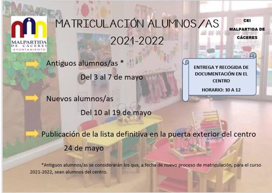 Abierto el plazo de matriculación del Centro de Educación Infantil de Malpartida de Cáceres