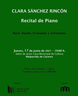 Clara Sánchez ofrece un recital de piano el próximo jueves