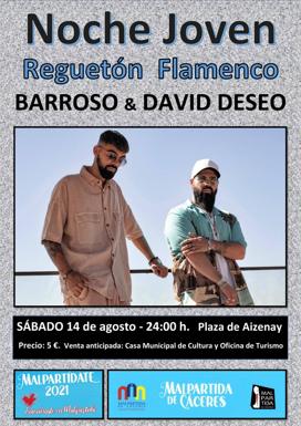 Barroso & David Deseo ponen ritmo a la Noche Joven de Malpartida de Cáceres