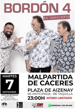 Bordón 4 en concierto en Malpartida de Cáceres