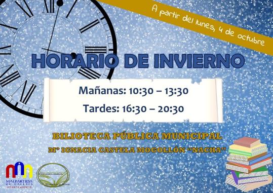 La biblioteca recupera el horario de invierno