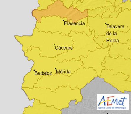 Malpartida de Cáceres estará en alerta amarilla por lluvias durante el fin de semana