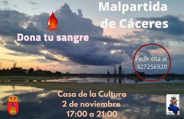 La Hermandad de Donantes de Sangre de Cáceres organiza una recogida en Malpartida de Cáceres