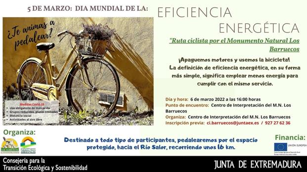 Una ruta ciclista celebrará el Día Mundial de la Eficiencia Energética.