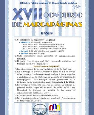 La biblioteca malpartideña convoca el XVII Concurso de Marcapáginas