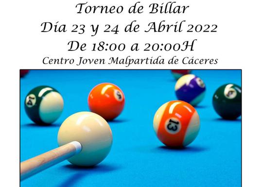 Abiertas las inscripciones para el Torneo de Billar del Centro Joven