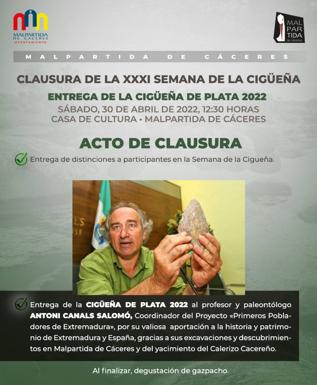 El profesor y paleontólogo Antoni Canals, Cigüeña de Plata 2022
