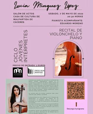 Lucía Minguez, acompañada de Eduardo Moreno, ofrecen un recital de violonchelo y piano