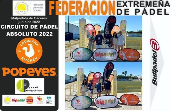 112 jugadores se enfrentaron en la 4ª Prueba del Circuito Popeyes de pádel absoluto de Malpartida de Cáceres