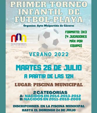 Abiertas las inscripciones para el Torneo Infantil de Fútbol-Playa