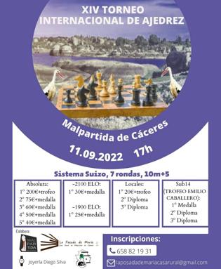 Malpartida de Cáceres vuelve a acoger el Torneo Internacional de Ajedrez