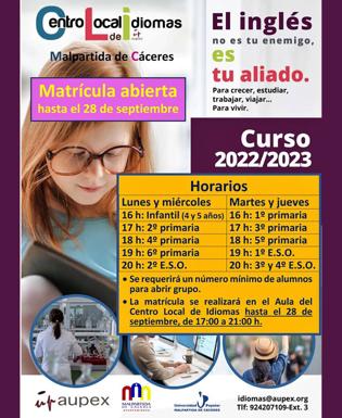 Publicados los horarios del Centro Local de Idiomas