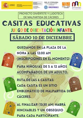 'Casitas educativas', un juego de orientación infantil en las calles de Malpartida de Cáceres