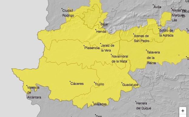 Se mantiene la Alerta Amarilla en la provincia de Cáceres