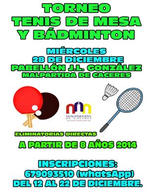Torneo de Tenis de Mesa y Bádminton en Navidad
