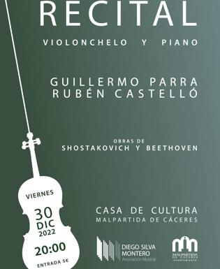Recital de violonchelo y piano en la Casa de Cultura