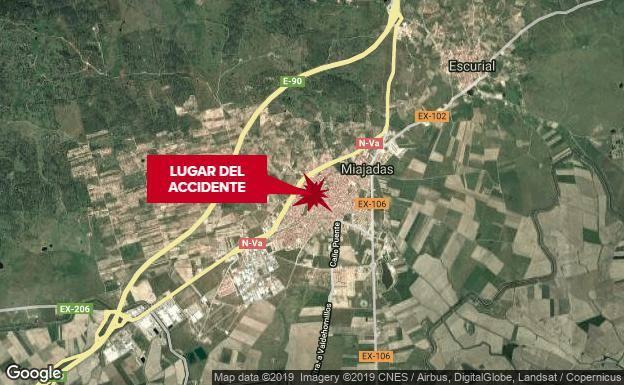 Trasladan al hospital de Cáceres a un motorista tras sufrir una caída en Miajadas