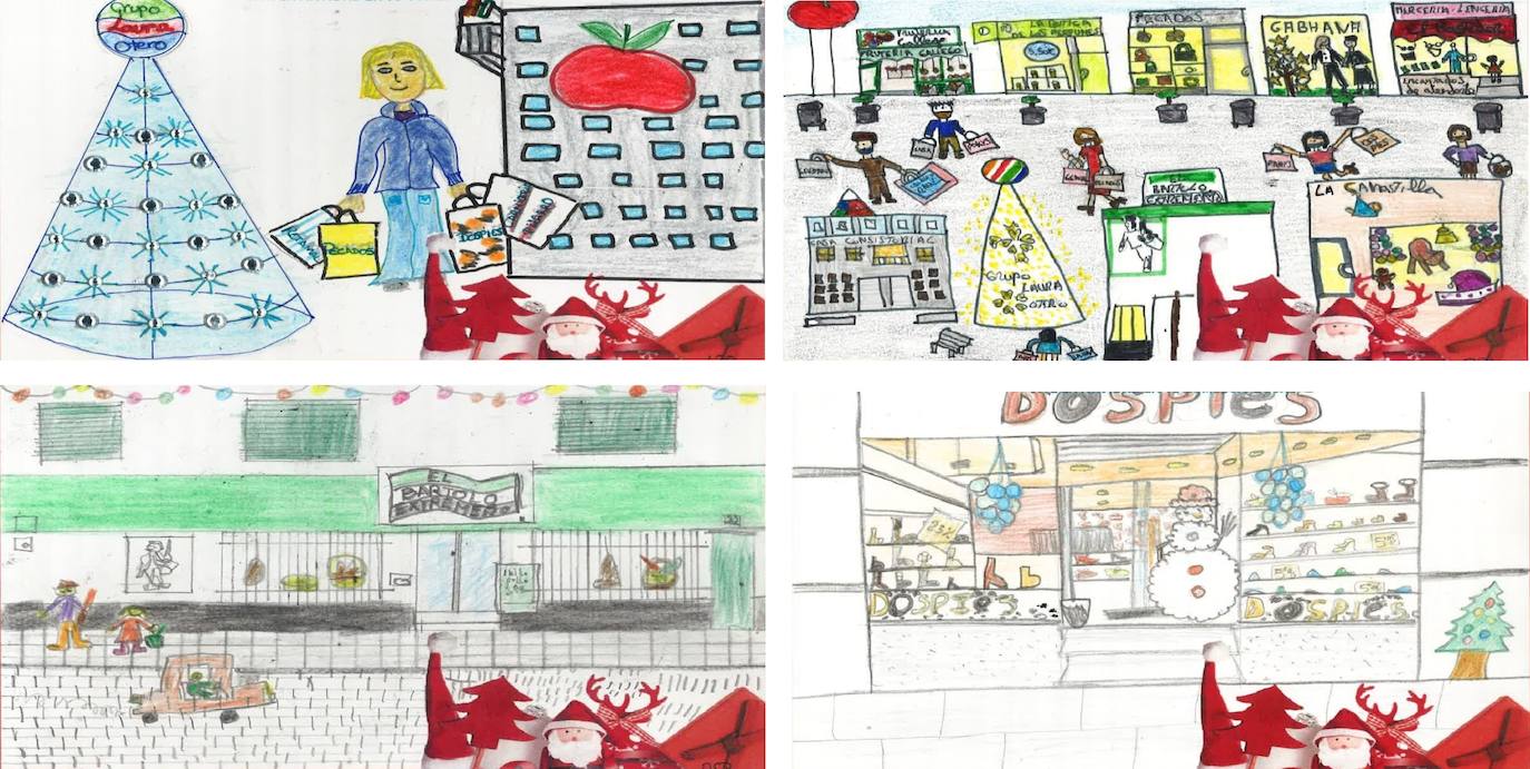 El II Concurso infantil de dibujo navideño del comercio expone sus dibujos ganadores
