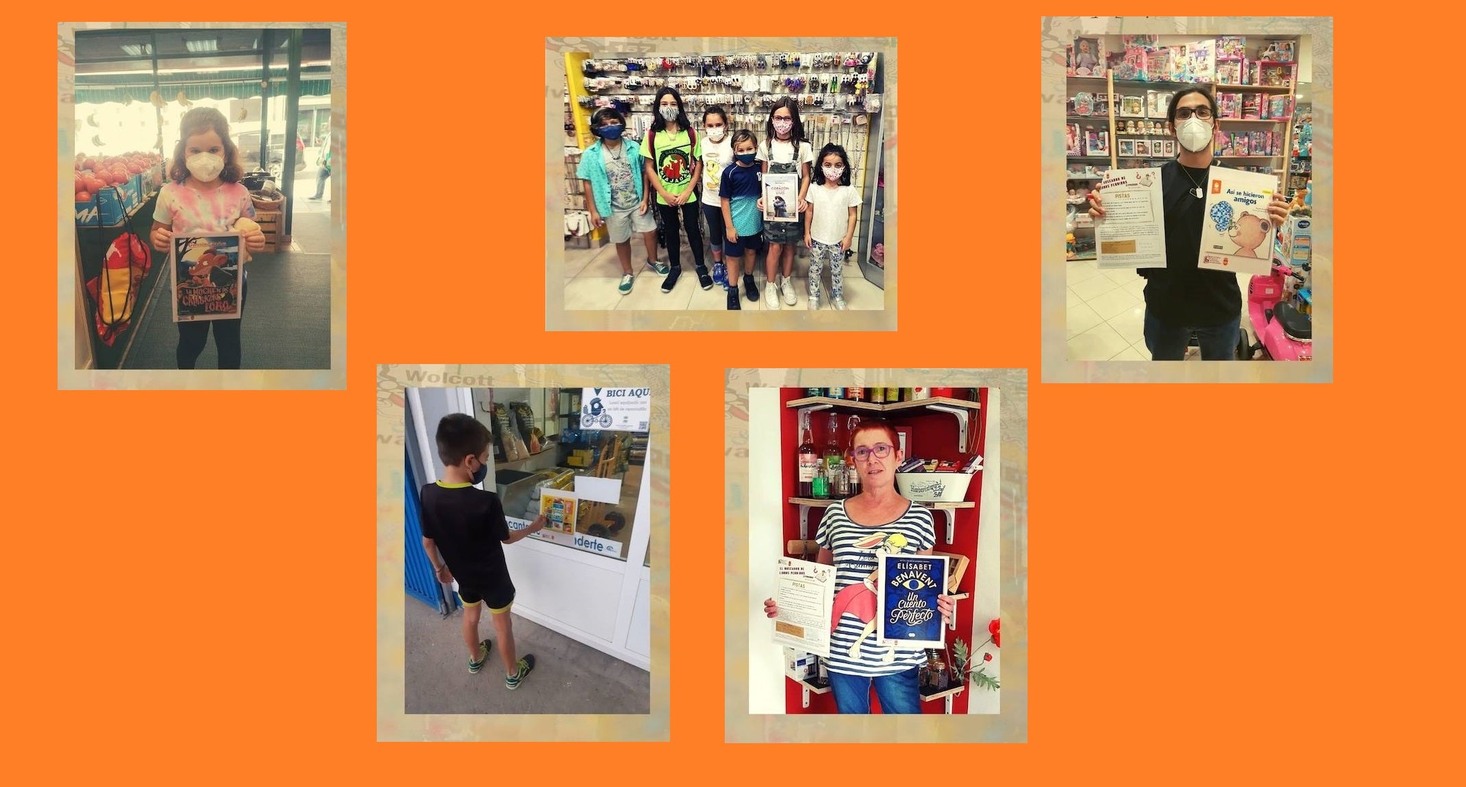Ada Guerrero, Diego Hipólito, Raúl García, Manuela Pino y Francisco Alcántara, ganadores de la gymkana 'El buscador de libros perdidos'